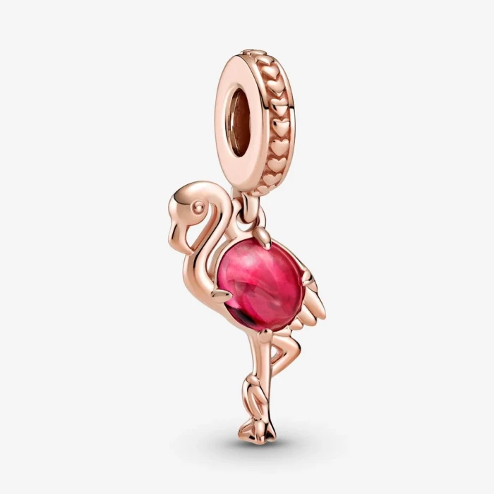 Pink Murano Glass Flamingo Pendant Charm