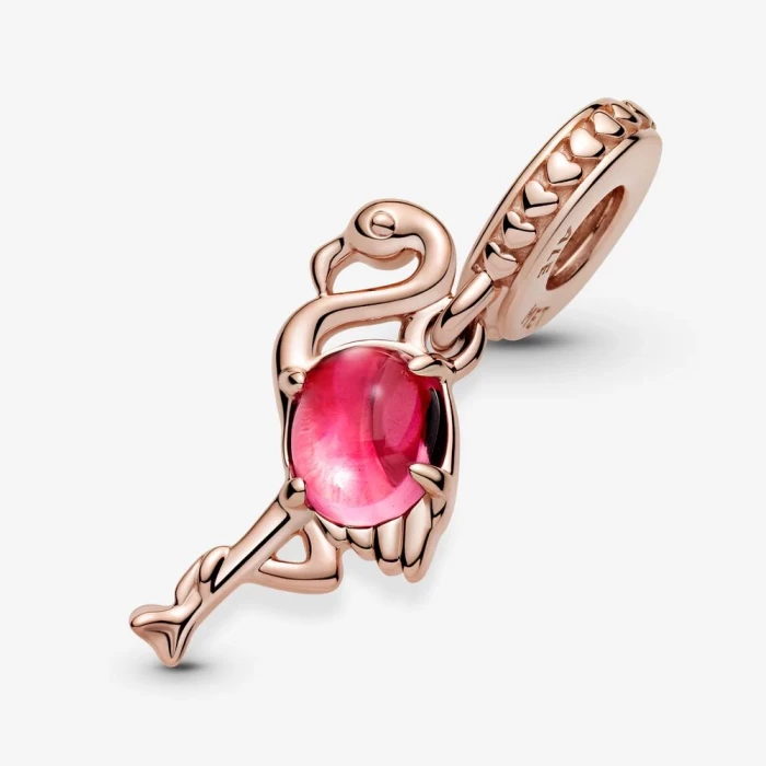 Pink Murano Glass Flamingo Pendant Charm