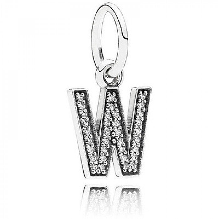 Pendant Charm Letter W Zircons
