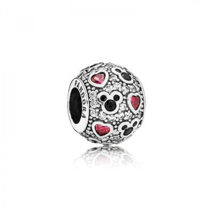 Charm disney sfera mickey mouse pavè e cuori luminosi