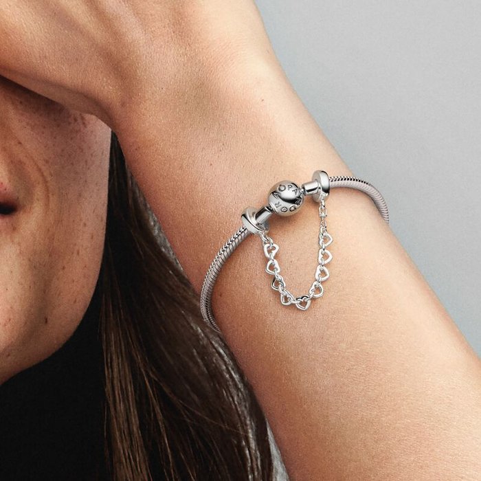 Charm Catena di Sicurezza Cuori Intrecciati