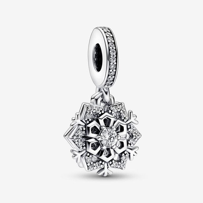 Double Sparkling Snowflake Pendant Charm