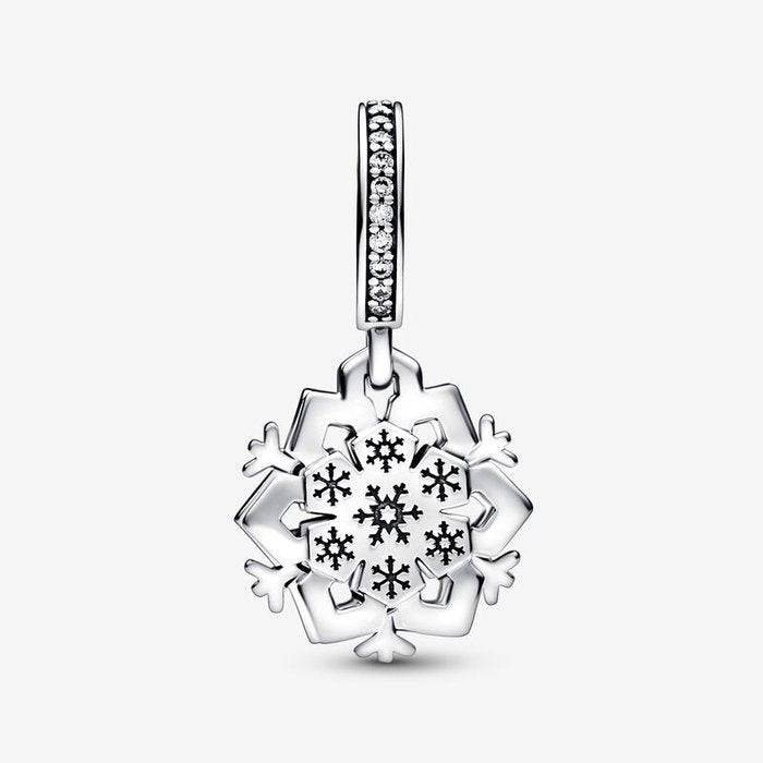 Double Sparkling Snowflake Pendant Charm