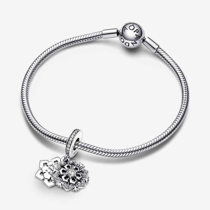 Double Sparkling Snowflake Pendant Charm