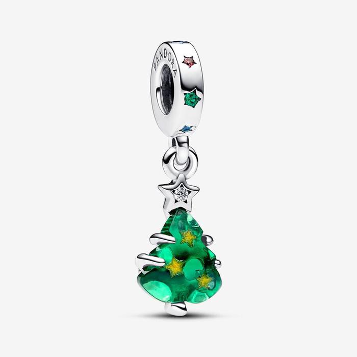 Christmas Tree Pendant Charm with Stars