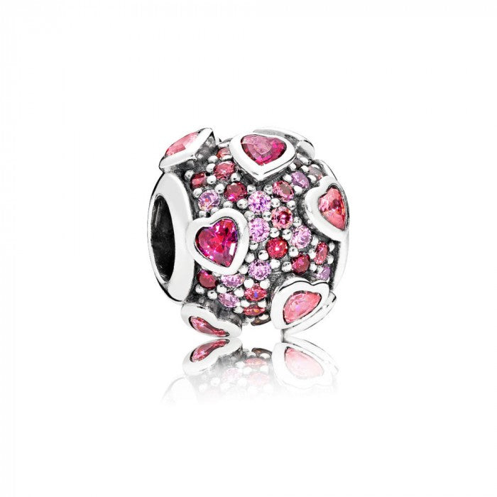 Charm tondo cuori rossi