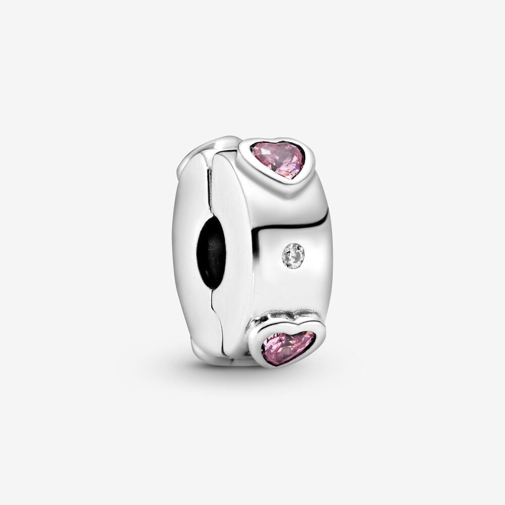 Clip Cuori rosa scintillante