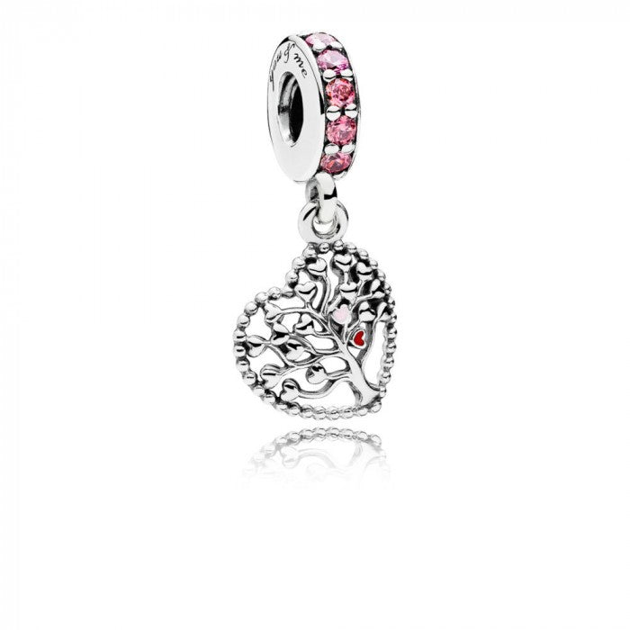 Charm pendente Albero della famiglia rosa