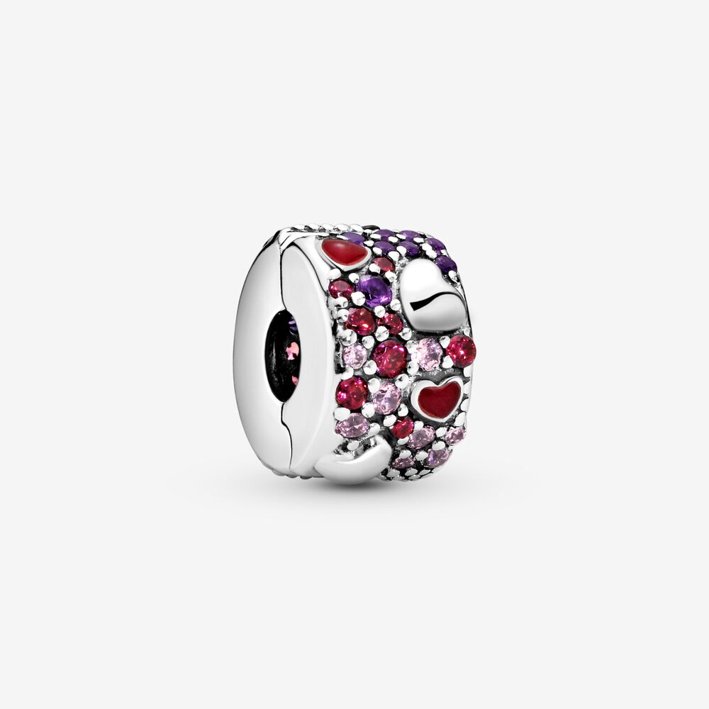 Clip Cuori asimmetrici con pavé