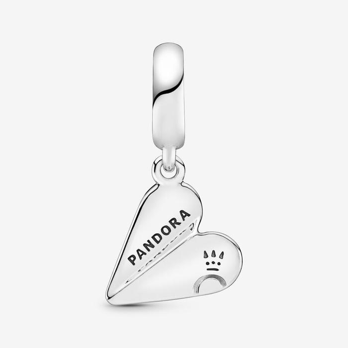 Charm Paper plane silver dangle with clear cubic zirconia