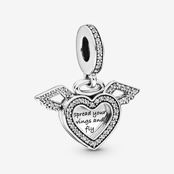 Heart and Angel Wings Pendant Charm
