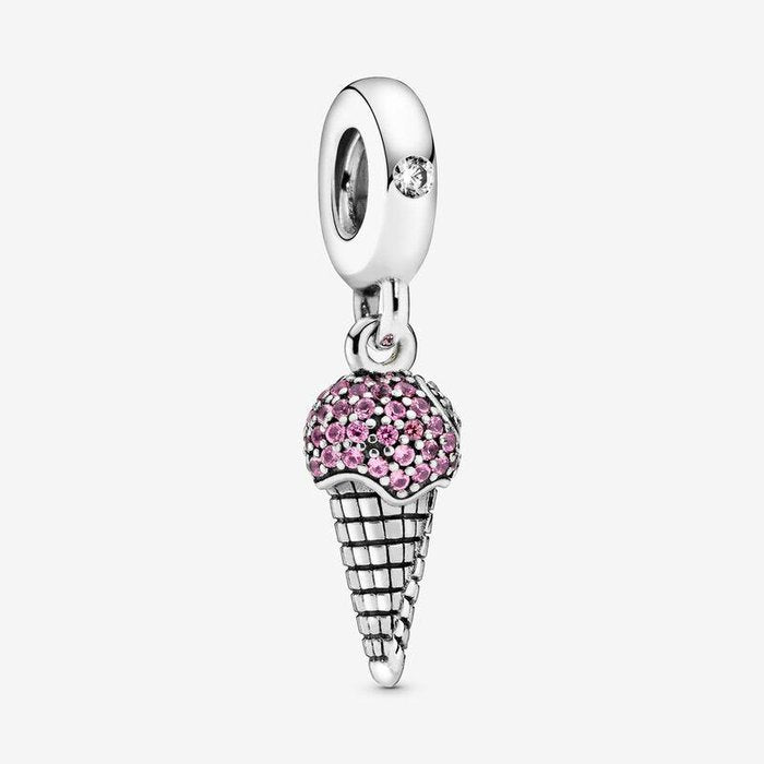 Ice Cream Cone Pendant Charm with Pavé