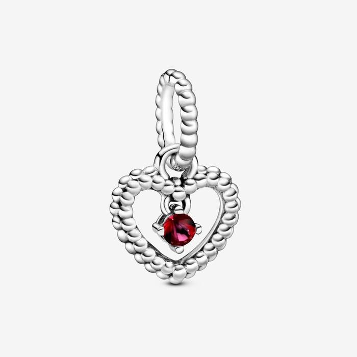 Charm Pendente Cuore Rosso Fuoco Luglio
