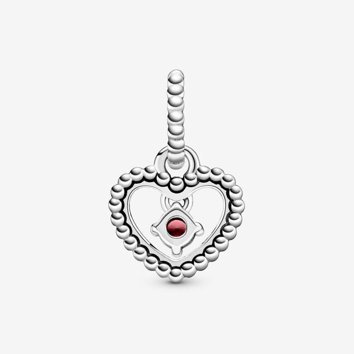 Charm Pendente Cuore Rosso Fuoco Luglio