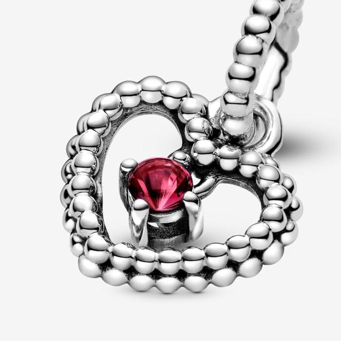 Charm Pendente Cuore Rosso Fuoco Luglio