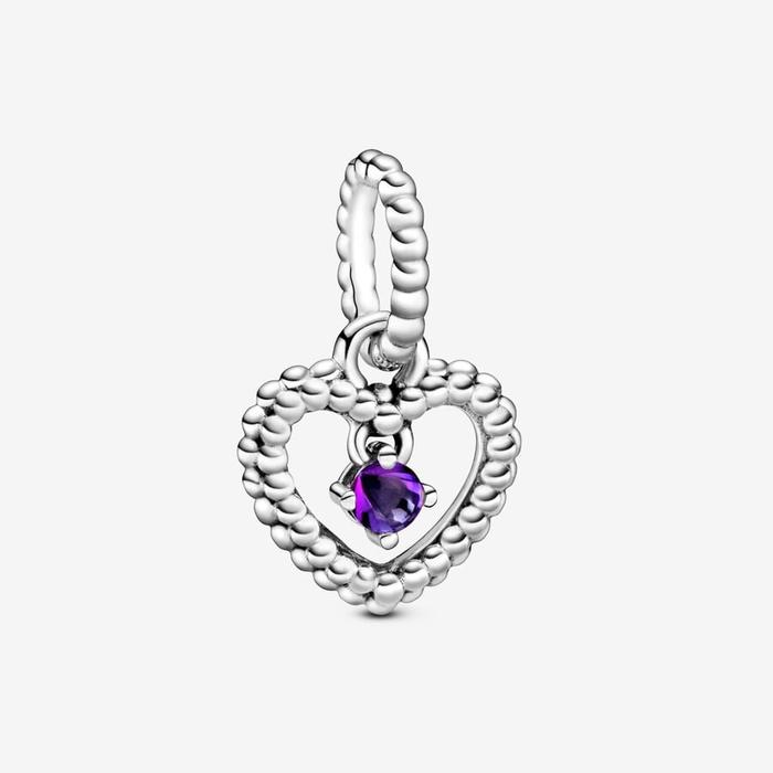 Charm Pendente Cuore Viola Febbraio