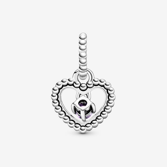 Charm Pendente Cuore Viola Febbraio