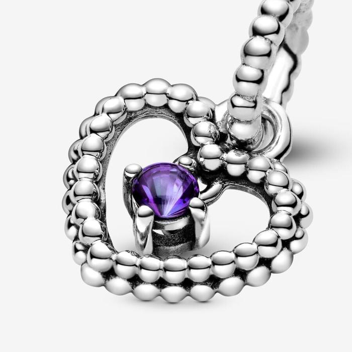 Charm Pendente Cuore Viola Febbraio