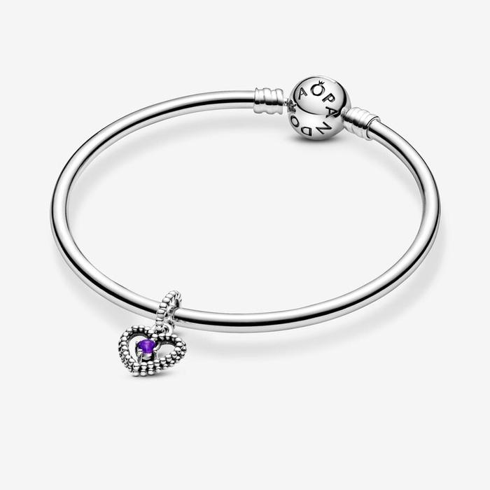 Charm Pendente Cuore Viola Febbraio