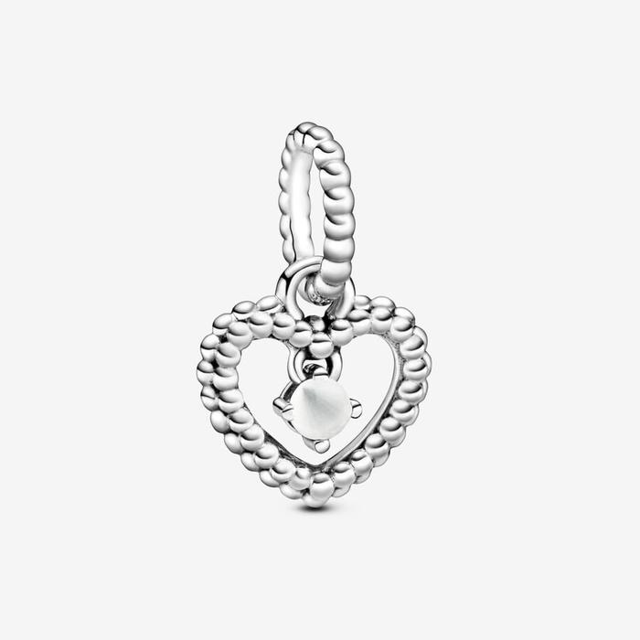 Charm Pendente Cuore Bianco Aprile