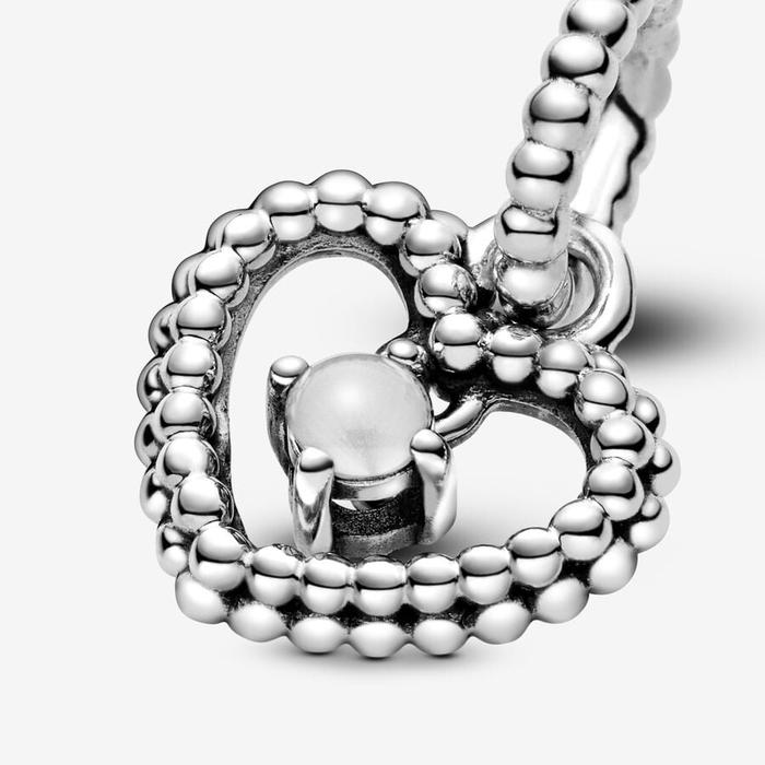 Charm Pendente Cuore Bianco Aprile
