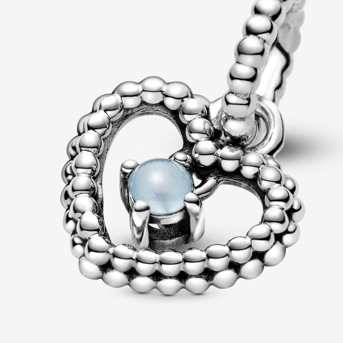 Pendentif Charm Coeur Bleu de Décembre