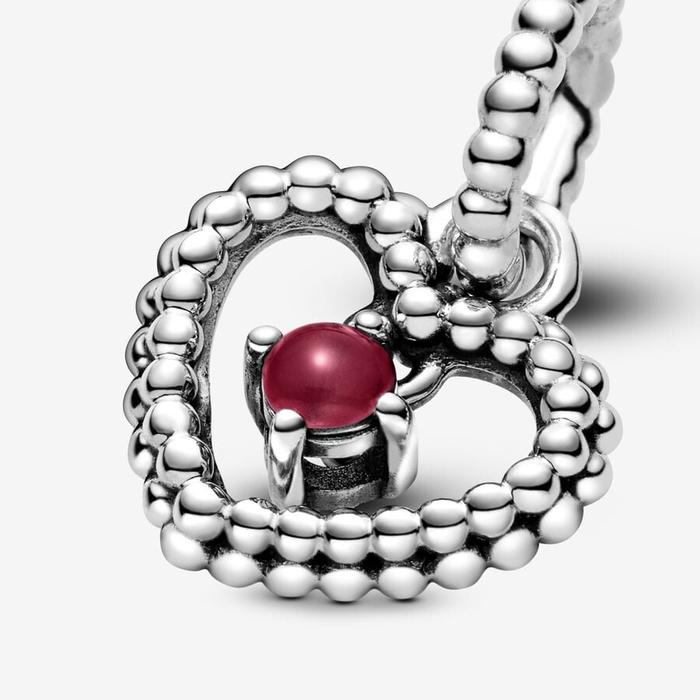 Charm Pendente Cuore Rosso Scuro Gennaio