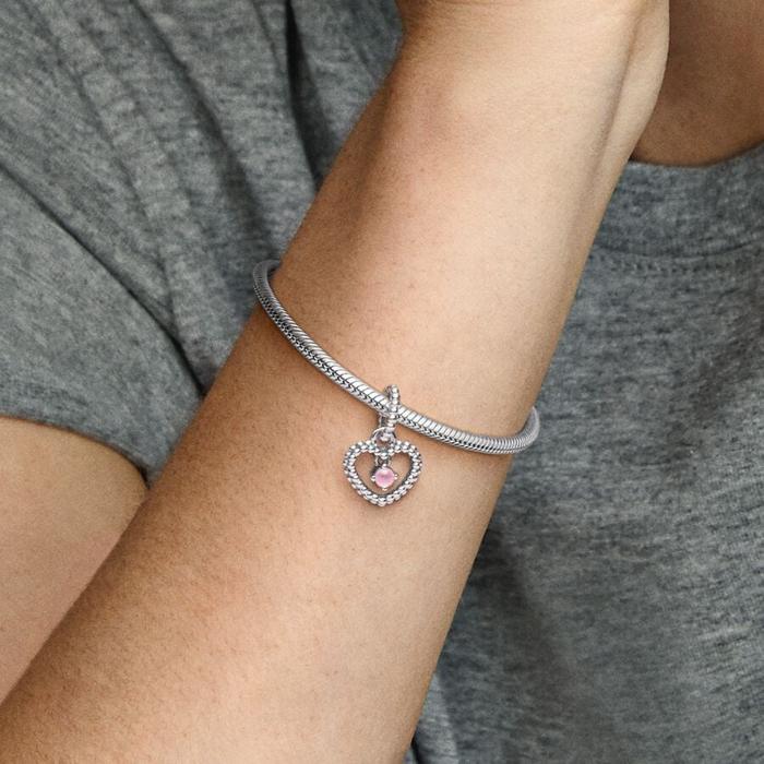 Charm Pendente Cuore Rosa Ottobre