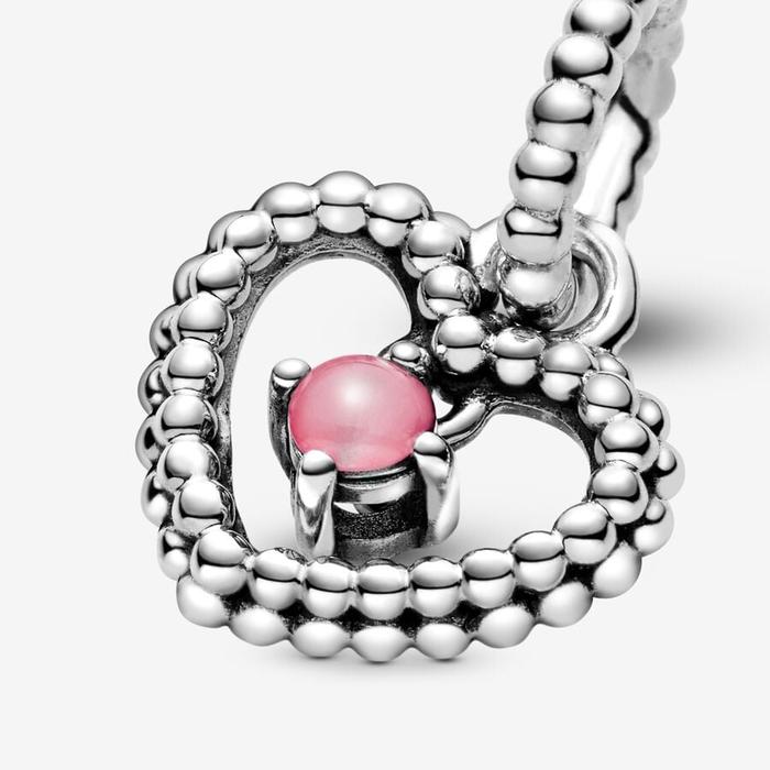 October Pink Heart Pendant Charm