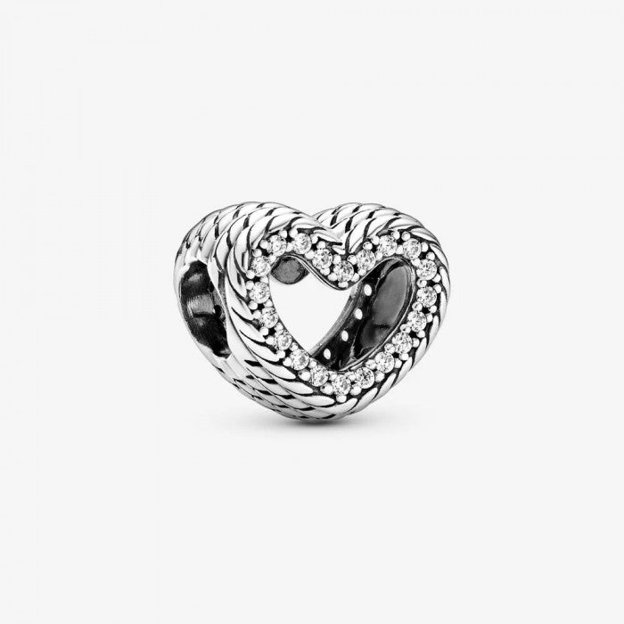 Charm a cuore aperto con maglia snake