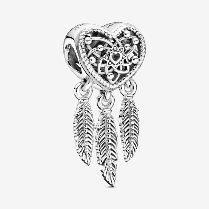 Charm Openwork Acchiappasogni Cuore Tre Piume
