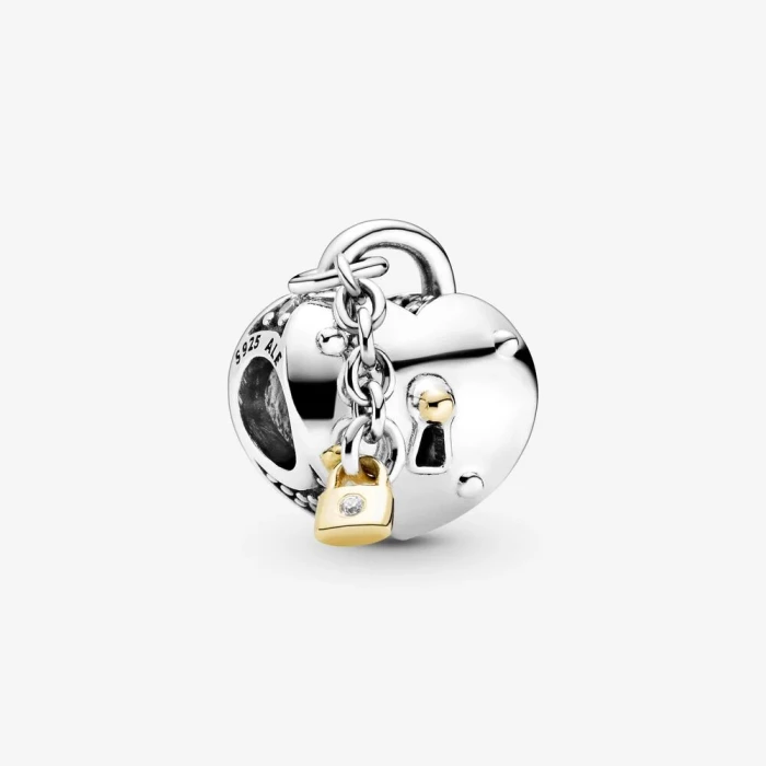 Charm Cuore e lucchetto bicolore