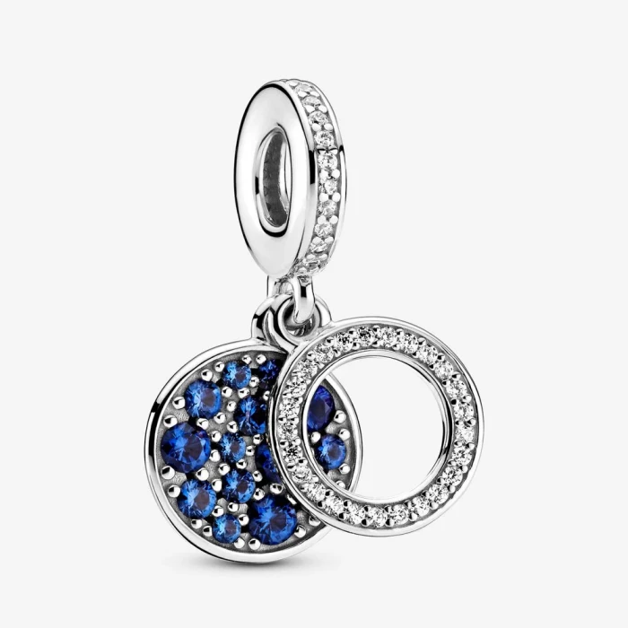 Double Dangle Charm with Sparkling Blue Disc