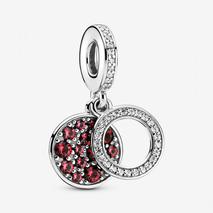 Double Dangle Charm with Sparkling Red Disc 