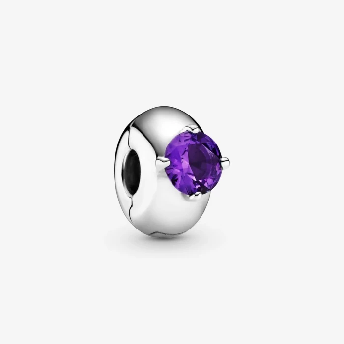 Clip con solitario rotondo viola