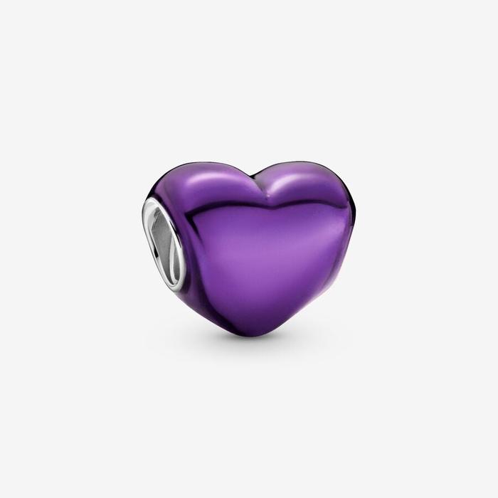 Charm Cuore Metallico Viola