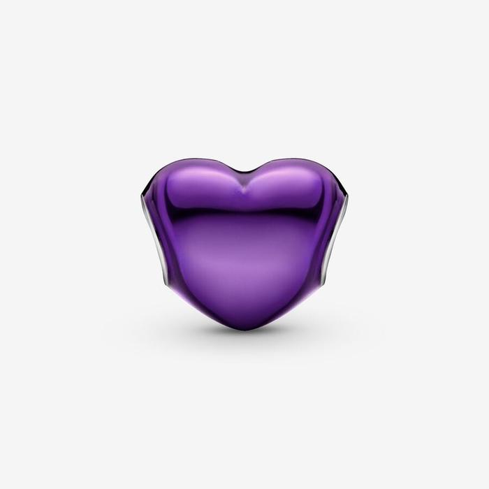 Charm Cuore Metallico Viola