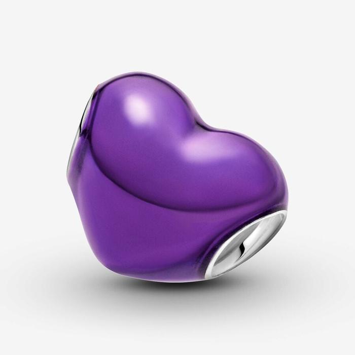 Charm Cuore Metallico Viola