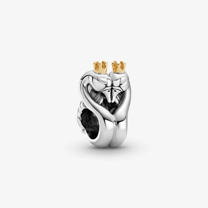 Charm Swans and two-tone heart