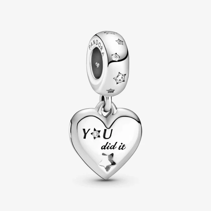 Charm pendant Congratulations, heart and stars