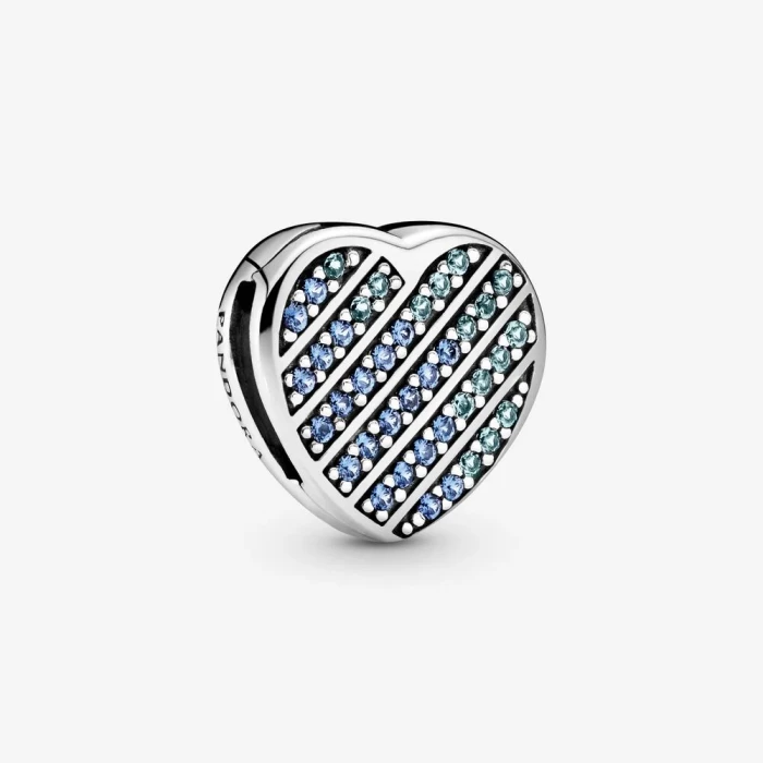 Clip a cuore con pavé blu