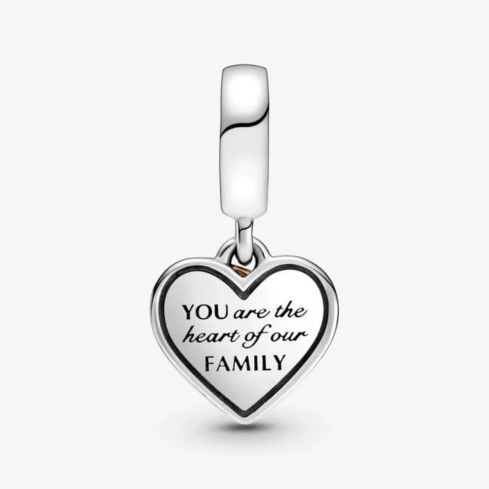 Charm pendente bicolore Albero della famiglia e cuore