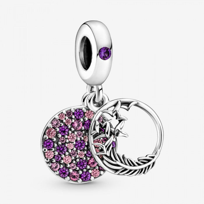 Charm pendente piuma pavè