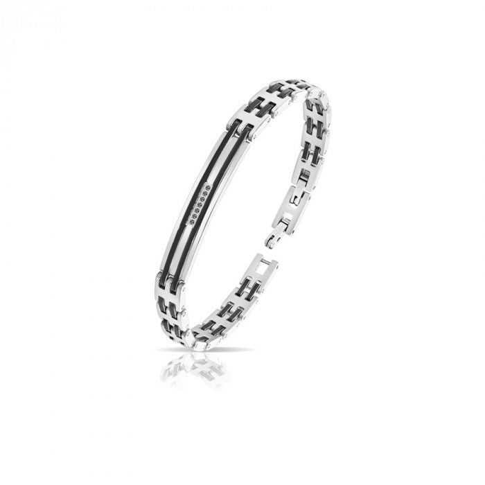 Bracciale ip nero piastra br neri 0.05