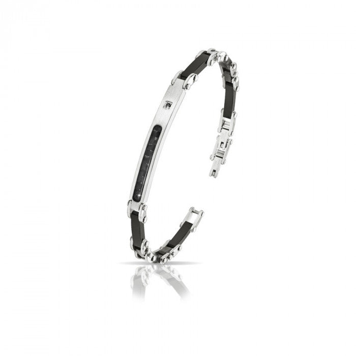 Bracciale s/rigido piastra ip nero br neri 0.015