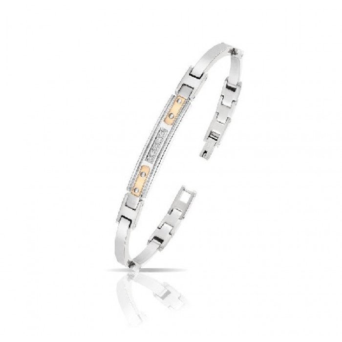 Bracciale s/rigido piastra ip rosè br 0,09