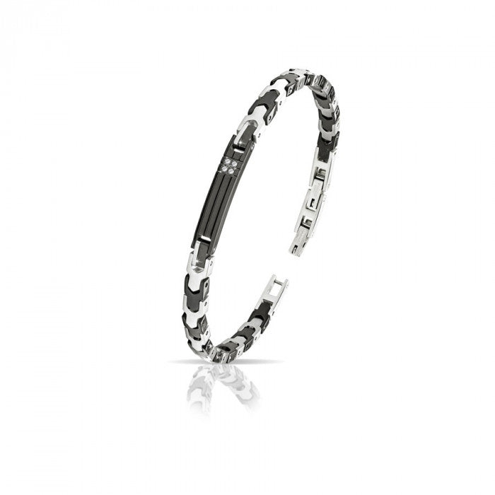 Bracciale bicolore piastra ip nero br 0.07