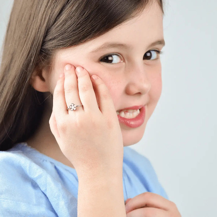 STEEL RING FOR GIRLS WITH FLOWER