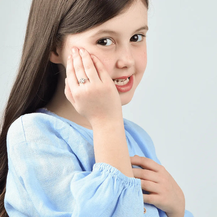 STEEL RING FOR GIRLS WITH FLOWER