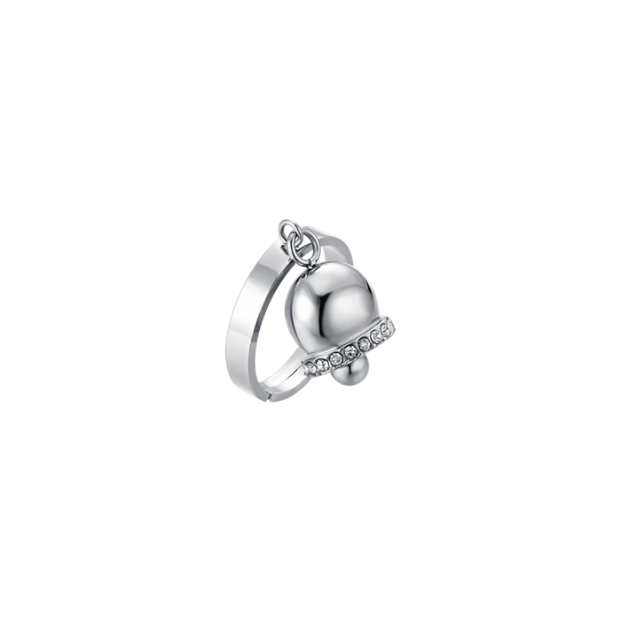 ANELLO DONNA IN ACCIAIO CON CAMPANELLA CON CRISTALLI BIANCHI